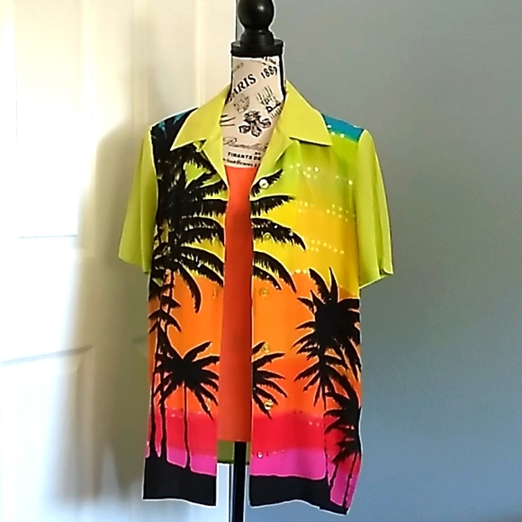 Diane Gilman Silk Blouse and Reversible Tank Set - Size M - Picture 7 of 7